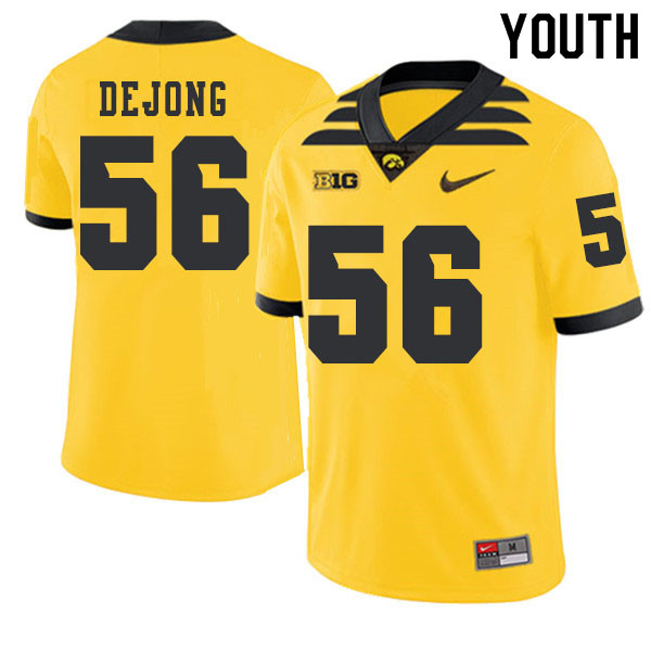 2019 Youth #56 Nick DeJong Iowa Hawkeyes College Football Alternate Jerseys Sale-Gold - Click Image to Close